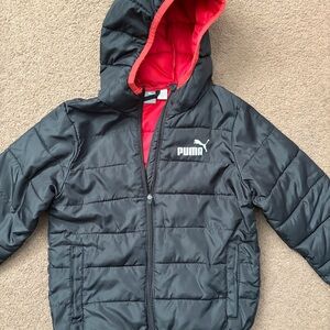 Puma Black Jacket with Red Hood Interior